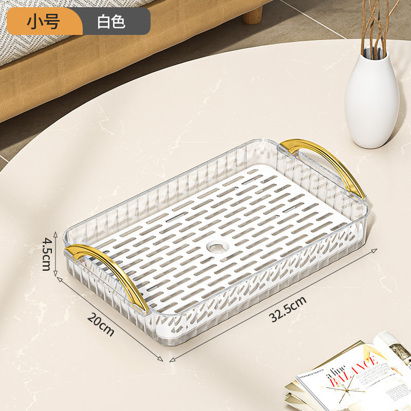 Tea tray for home living room dry brewing station accessible luxury tea set cup holder tea cup water cup rectangular double layer drainage tray