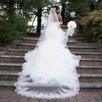 African-inspired mermaid wedding dress - new 2026 off-the-shoulder lace appliqué, cinched waist mermaid gown