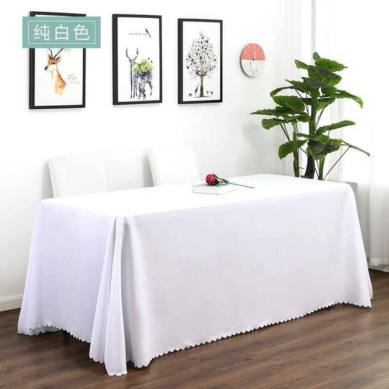 Tablecloth wedding event stall meeting engagement tablecloth red long table wholesale rectangular white polyester tablecloth