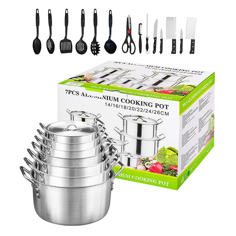 Manufacturer's african export aluminum pot 7-piece set pot aluminum sanding aluminum pot set 7in1
