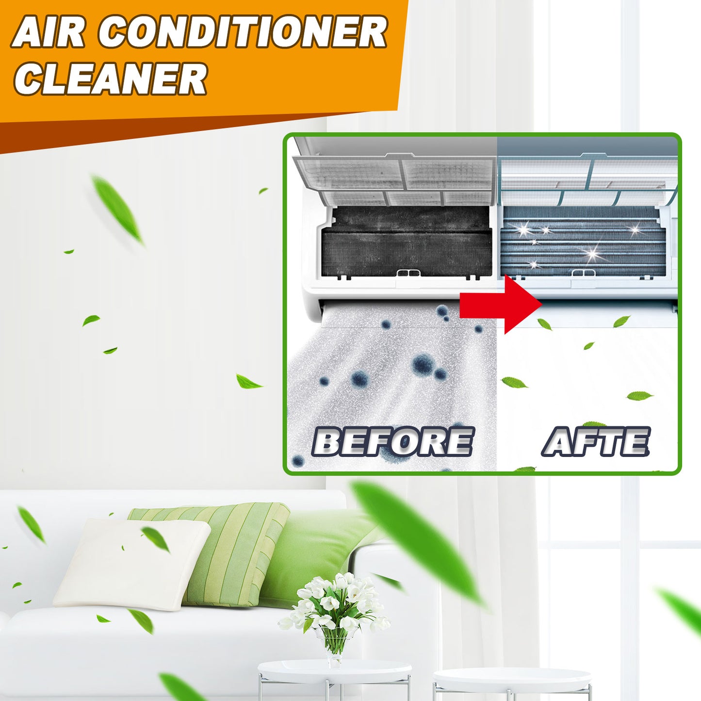 Jue-Fish air conditioner cleaner, household air conditioner on-hook, no dismantling, no washing, odor removal, descaling foam air conditioner cleaning