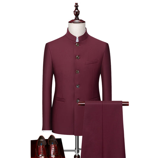 2026 autumn men's casual business dress youth fashion stand-up collar suit stand-up collar Mao suit