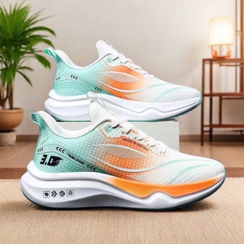 Men's new korean style breathable casual sneakers - trendy youth fashion soft sole lightweight flyknit running shoes