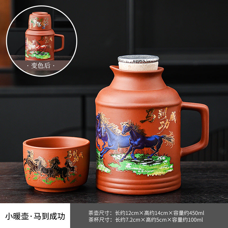 Zhuni purple sand small thermos office mug with lid for home creative stewing teapot cup large capacity tea cup