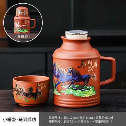 Zhuni purple sand small thermos office mug with lid for home creative stewing teapot cup large capacity tea cup