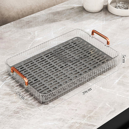 Tea tray for home living room dry brewing station accessible luxury tea set cup holder tea cup water cup rectangular double layer drainage tray