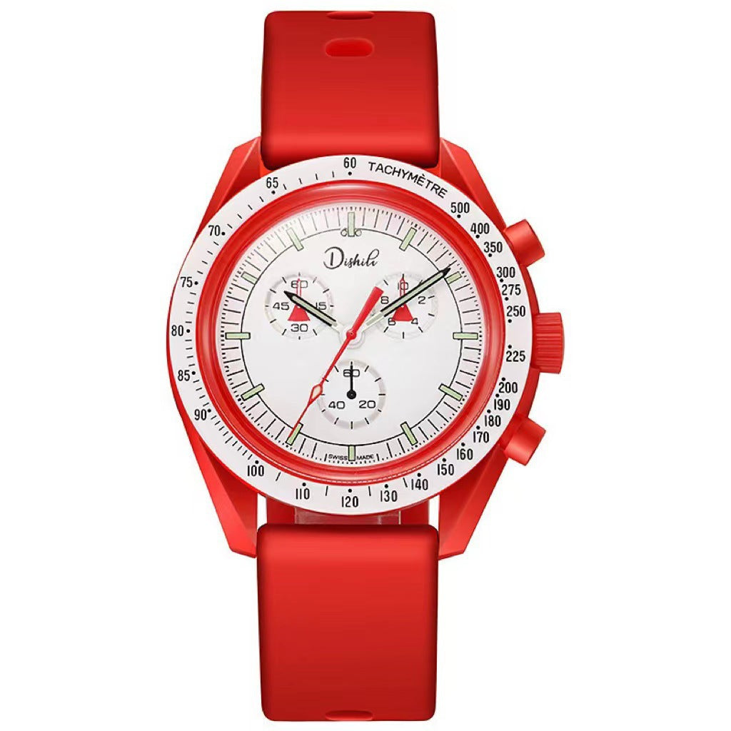 tiktok hot-selling couple's student super-lightweight silicone casual sports watch - planet & moon series