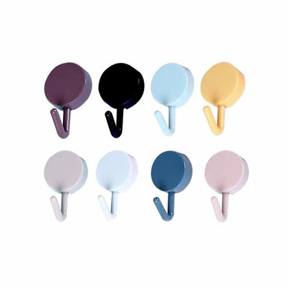 Macaron small hook non-punching round household kitchen wall door back key hook plastic strong adhesive hook