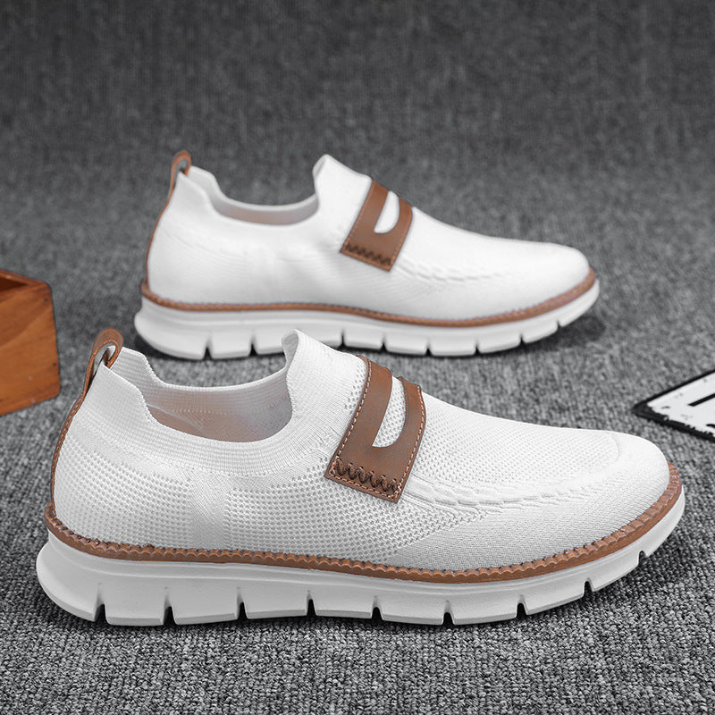 Men's cross-border new flyknit casual shoes: lightweight, breathable, athletic, minimalist, comfortable slip-on sneakers