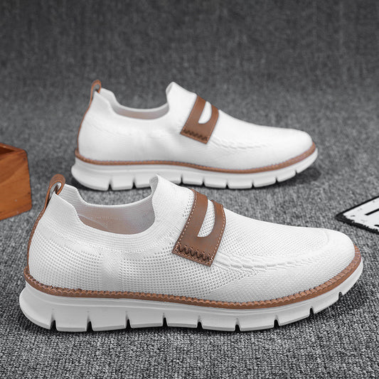 Men's cross-border new flyknit casual shoes: lightweight, breathable, athletic, minimalist, comfortable slip-on sneakers