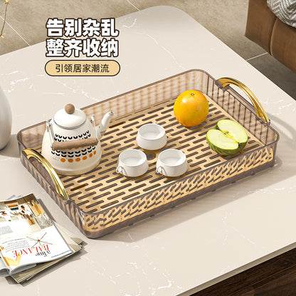 Tea tray for home living room dry brewing station accessible luxury tea set cup holder tea cup water cup rectangular double layer drainage tray