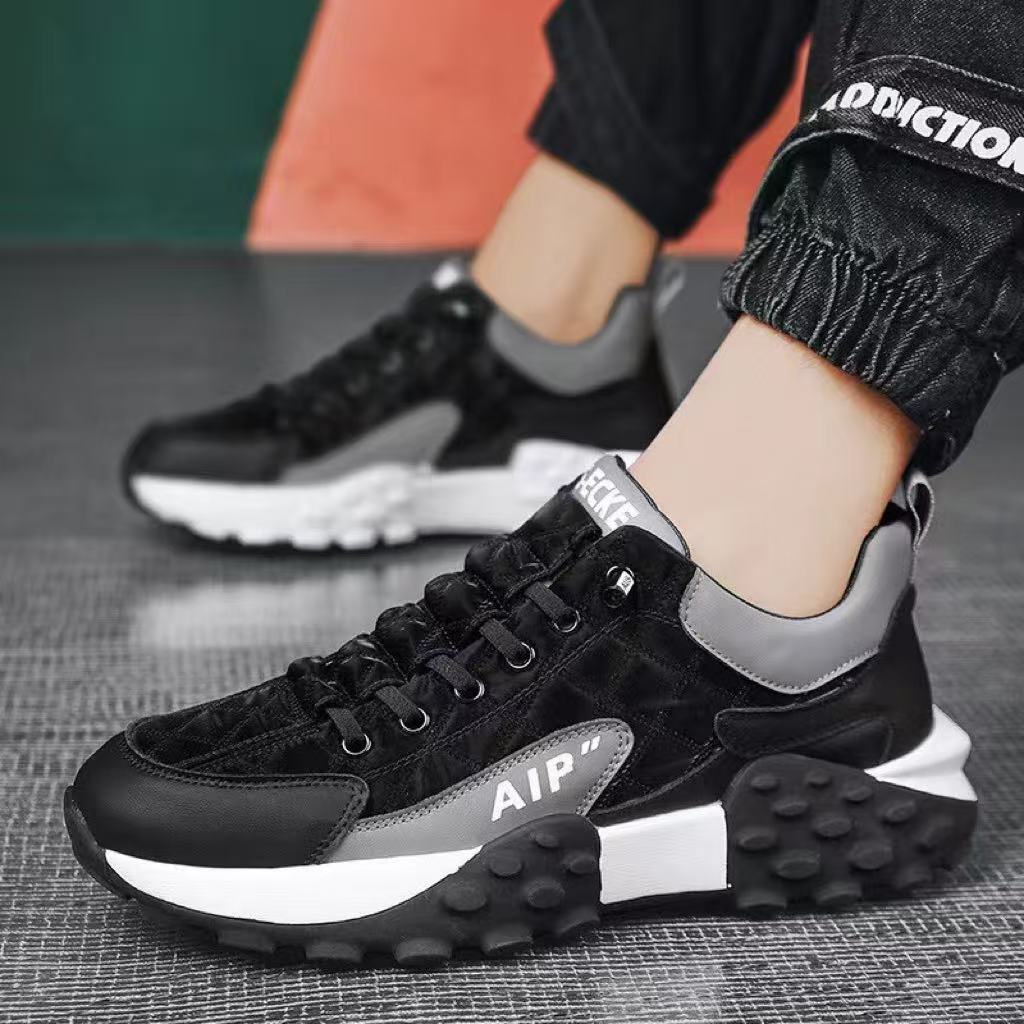 Cross-border men's shoes 2026 new Korean style low-top running shoes trendy non-slip thick-soled dad shoes breathable sports shoes