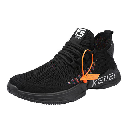 Cross-border men's shoes: 2025 new flyknit mesh breathable athletic shoes, trendy running soft sole plus size men's footwear