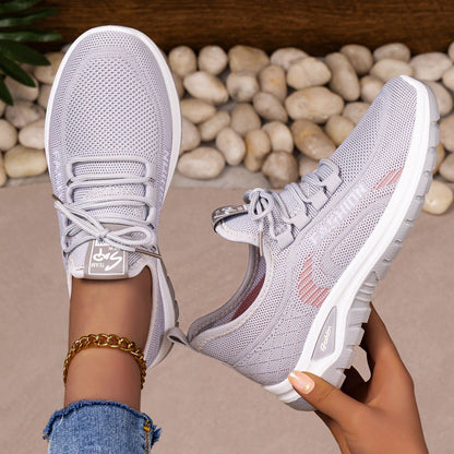 Women's spring collection: breathable athletic shoes - stylish, versatile flyknit sneakers with soft soles for all-day comfort. comfortable mesh upper