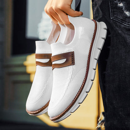 Men's cross-border new flyknit casual shoes: lightweight, breathable, athletic, minimalist, comfortable slip-on sneakers
