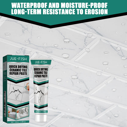 Jue-Fish Tile Repair Cream, Marble Bathtub Furniture Toilet Crack Repair Tile Quick-Drying Adhesive