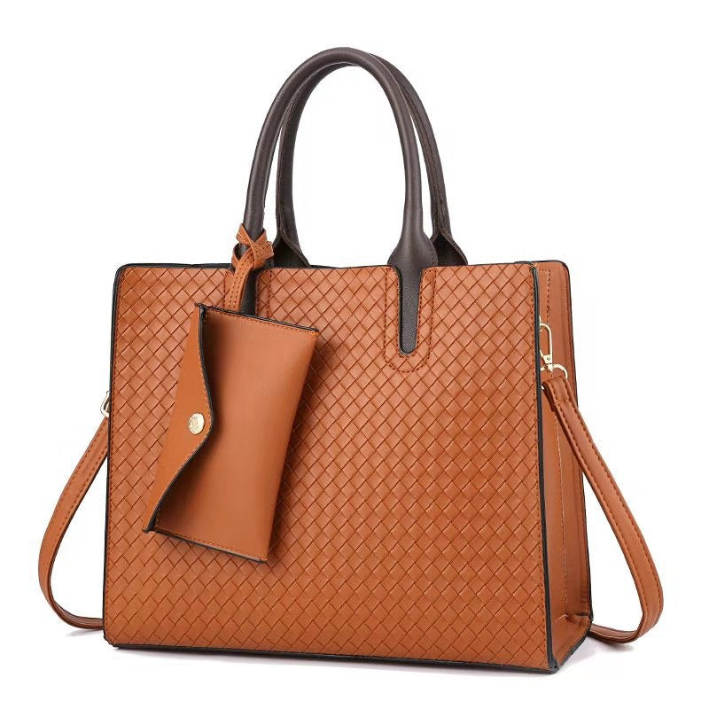 Women's handbag 2026 winter new european and american style woven texture tote crossbody shoulder bag middle-aged mom bag trendy women's bag