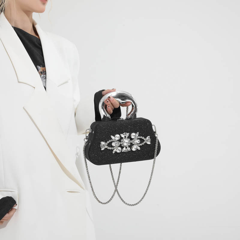 New rhinestone evening dress handbag - shoulder bag, crossbody box bag - elegant party evening clutch