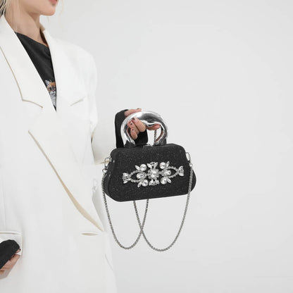 New rhinestone evening dress handbag - shoulder bag, crossbody box bag - elegant party evening clutch