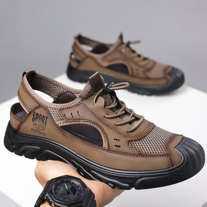 Sandals men's summernew arrivalcut out wading shoes breathable mesh hole shoes soft bottom toe shoes men's cross-border wholesale