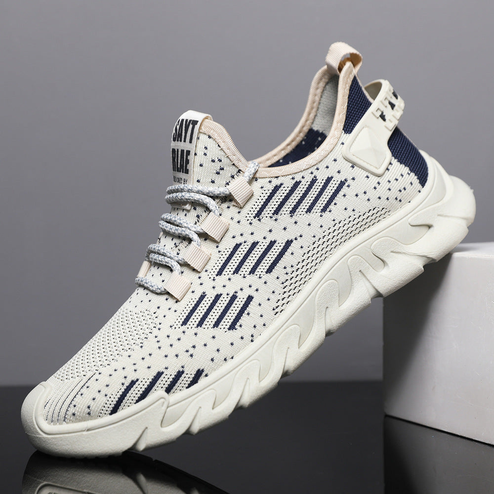 New men's flyknit mesh shoes - stylish, breathable, soft-soled, lightweight athletic running shoes for students - cross-border wholesale