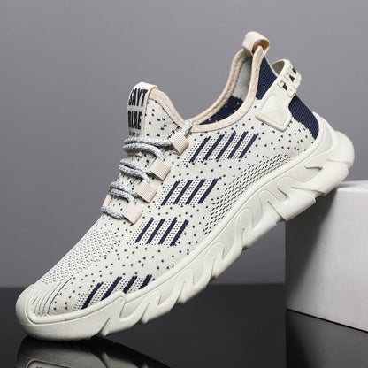New men's flyknit mesh shoes - stylish, breathable, soft-soled, lightweight athletic running shoes for students - cross-border wholesale