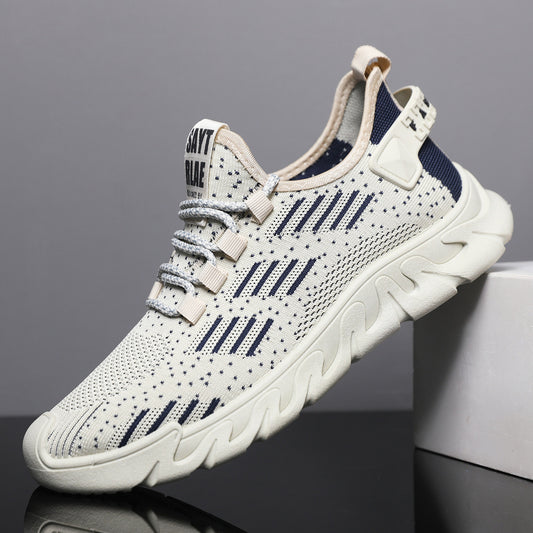 New men's flyknit mesh shoes - stylish, breathable, soft-soled, lightweight athletic running shoes for students - cross-border wholesale