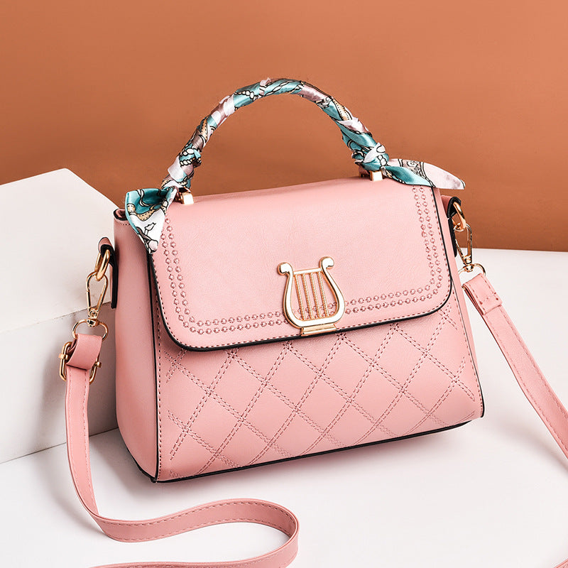 2026 winter new arrival: stylish argyle scarf accent mini square bag - chic ribbon women's shoulder bag - dropshipping available