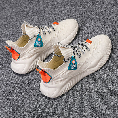Men's spring 2025 new korean style casual shoes, flyknit breathable yeezy sneakers, trendy running athletic shoes for men