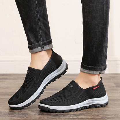 Slip-on loafers, flyknit mesh breathable driving shoes, minimalist men's shoes, soft sole casual shoes for men - cross-border wholesale