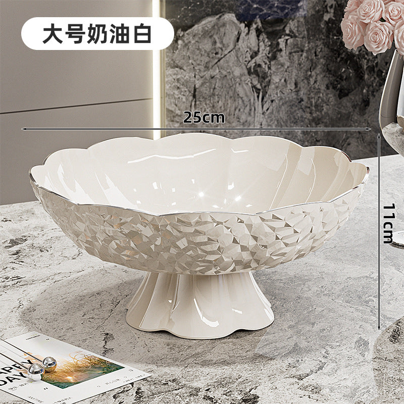 Luxury fruit platter with drain basket - high-end design for living room coffee table, featuring a beautiful bow accent for dried fruit and candy display