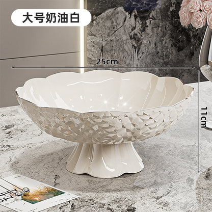 Luxury fruit platter with drain basket - high-end design for living room coffee table, featuring a beautiful bow accent for dried fruit and candy display