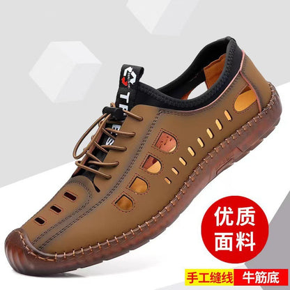 Soft-soled, breathable men's shoes, 2025 new korean style fashion casual shoes, hand-stitched driving shoes with tendon outsole