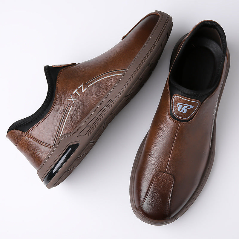 Men's leather business casual slip-on loafers - spring 2025 collection: anti-slip, soft sole, british style