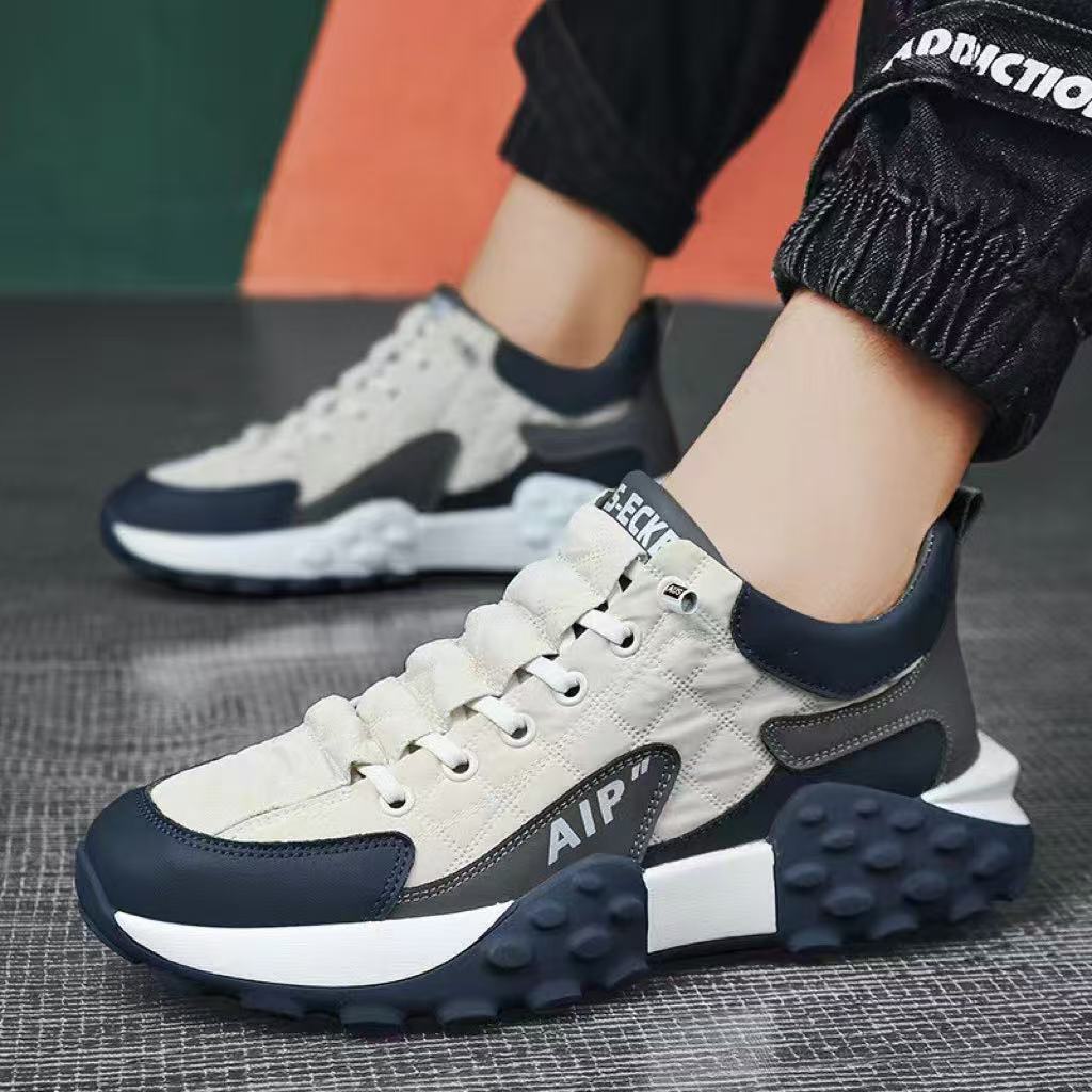 Cross-border men's shoes 2026 new Korean style low-top running shoes trendy non-slip thick-soled dad shoes breathable sports shoes