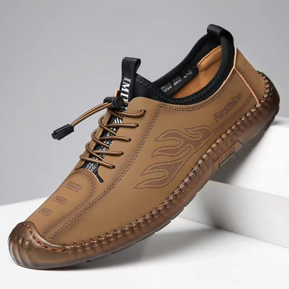 Soft-soled, breathable men's shoes, 2025 new korean style fashion casual shoes, hand-stitched driving shoes with tendon outsole