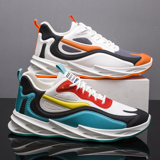 Cross-border men's shoes 2025 color-blocked blade shoes student color-blocked trendy running shoes k-style soft-soled sports shoes for men
