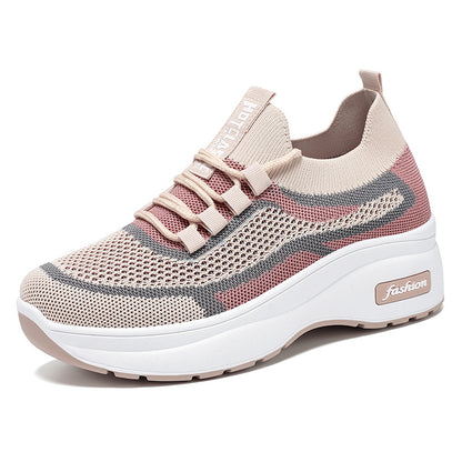Women's chunky sole classic casual shoes platform sneakers comfortable breathable spring athletic shoes fashionable versatile sock shoes wholesale