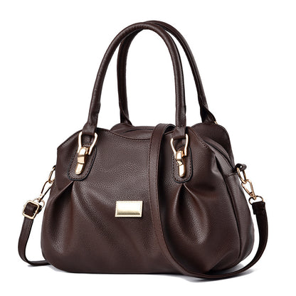 Middle-aged women's soft leather handbag, 2026 new style tote bag, middle-aged and elderly women's bag, mom bag, shoulder bag, crossbody bag