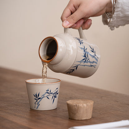 Ru kiln small thermos mug with lid ceramic stewing tea cup chinoiserie large capacity thermos office cup with handle