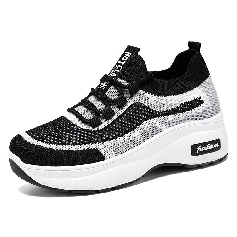 Women's chunky sole classic casual shoes platform sneakers comfortable breathable spring athletic shoes fashionable versatile sock shoes wholesale