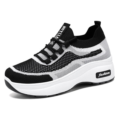 Women's chunky sole classic casual shoes platform sneakers comfortable breathable spring athletic shoes fashionable versatile sock shoes wholesale