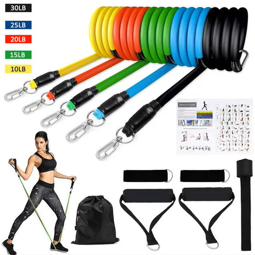 Cross-border 11-piece resistance band set - tpe resistance bands for chest muscle strength training, indoor/outdoor fitness, factory direct