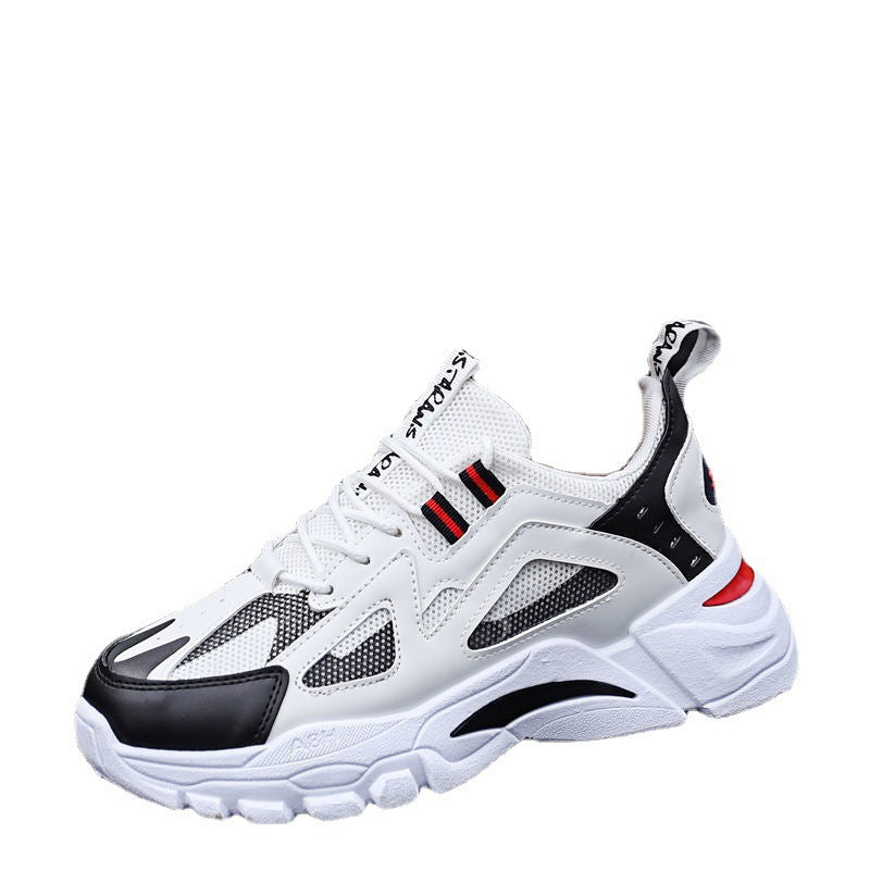 Soft-soled dad shoes for men 2025new arrivalk-style low-top lace-up student running shoes mesh breathable sports shoes for men