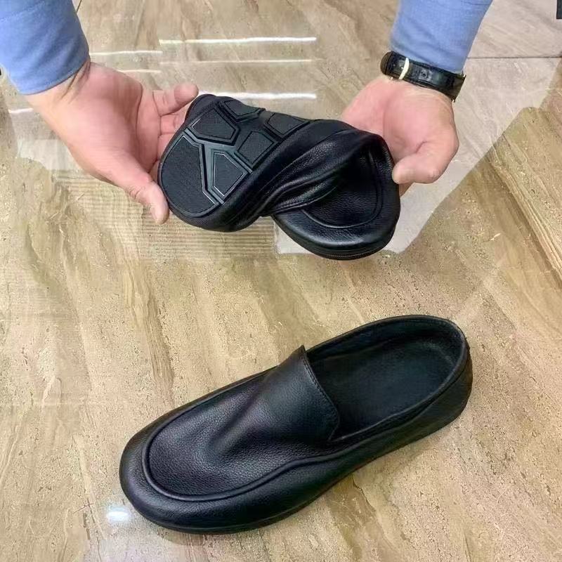 Casual leather shoes for men, soft sole, soft upper, business leather shoes, non-slip slip-on loafers, british style black work shoes for men