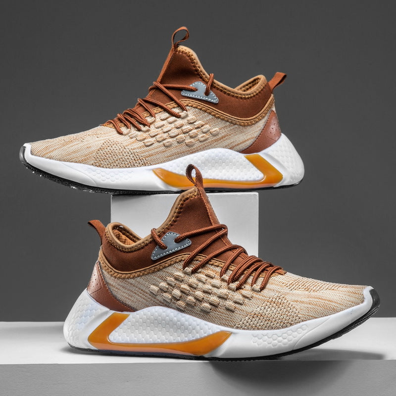 Customized flyknit yeezy sneakers 2024 new low-top lace-up athletic running shoes cross-border trade fashion men's shoes