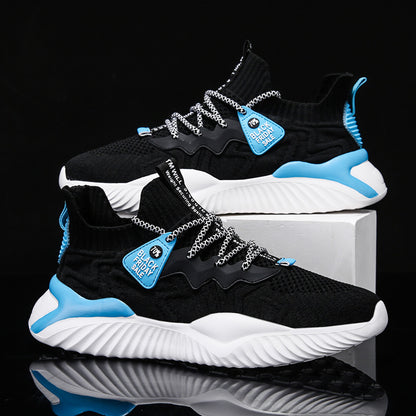 Men's spring 2025 new korean style casual shoes, flyknit breathable yeezy sneakers, trendy running athletic shoes for men