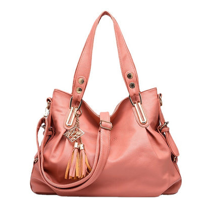 2026 new large capacity middle-aged tote bag, fashionable soft leather tassel shoulder bag, casual crossbody bag - dropshipping available
