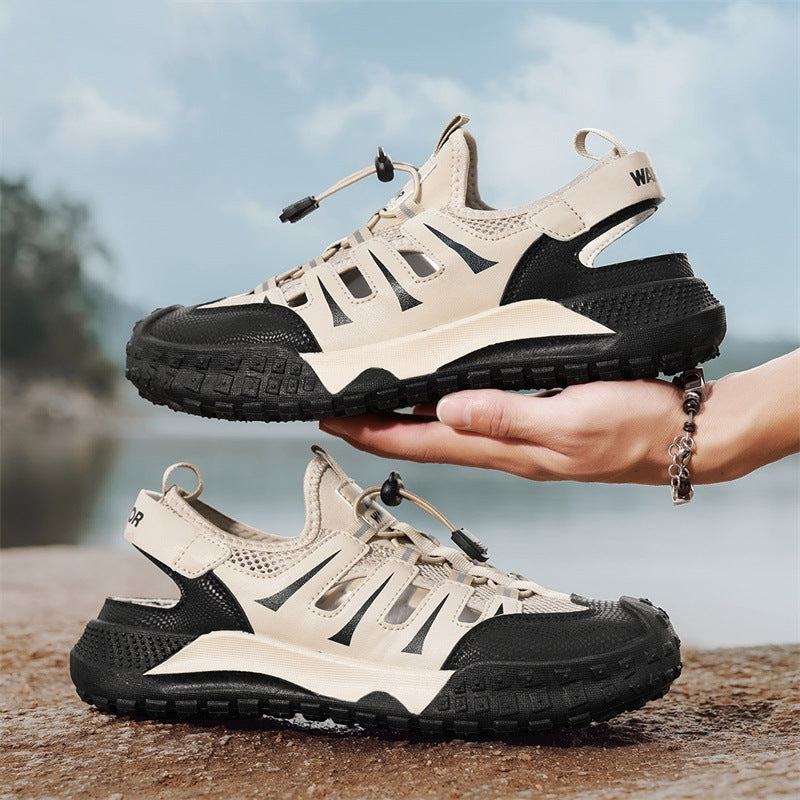 Men's casual sandals 2025 new summer mesh breathable hollow-out clogs trendy slides cross-border wholesale