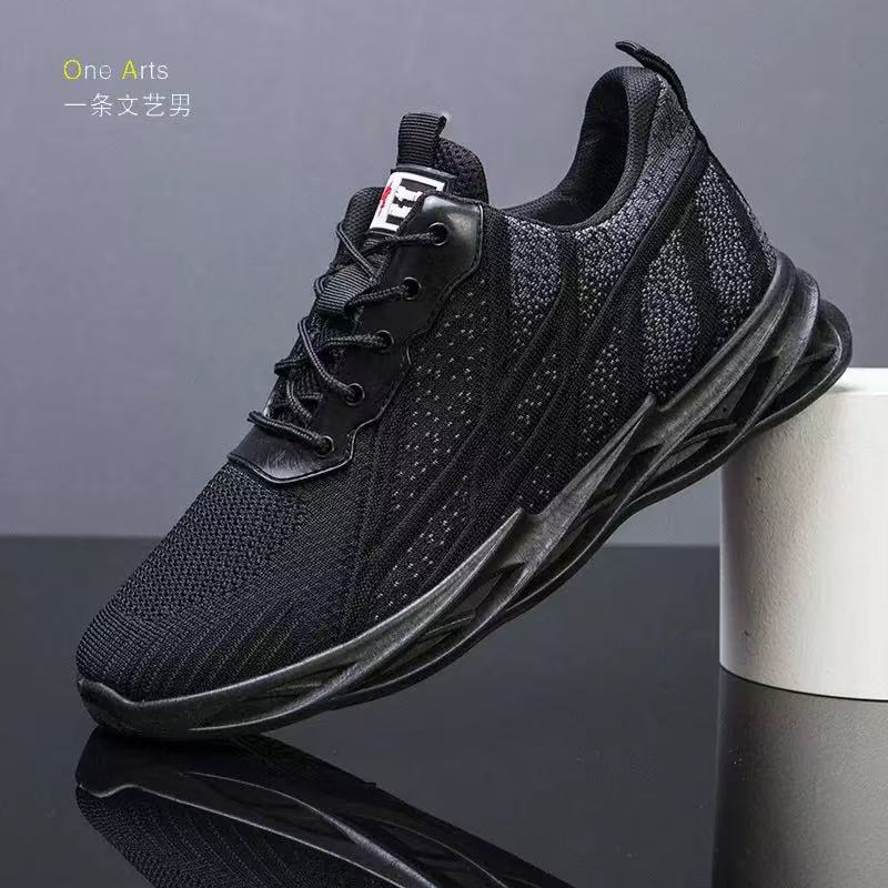 Cross-border men's shoes: new korean style fashionable men's shoes, breathable flyknit yeezy sneakers, soft sole athletic casual trendy shoes - wholesale